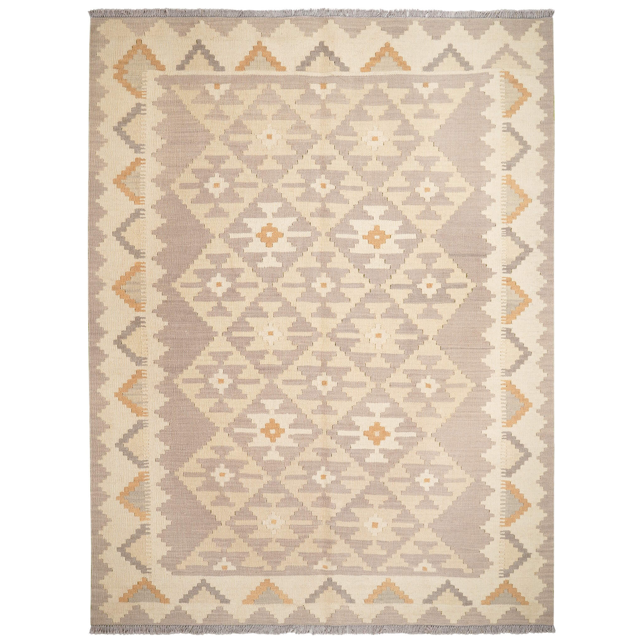 Covor din lână țesut manual in nuante de gri si bej Kilim Gashghai (228cm x 171cm)