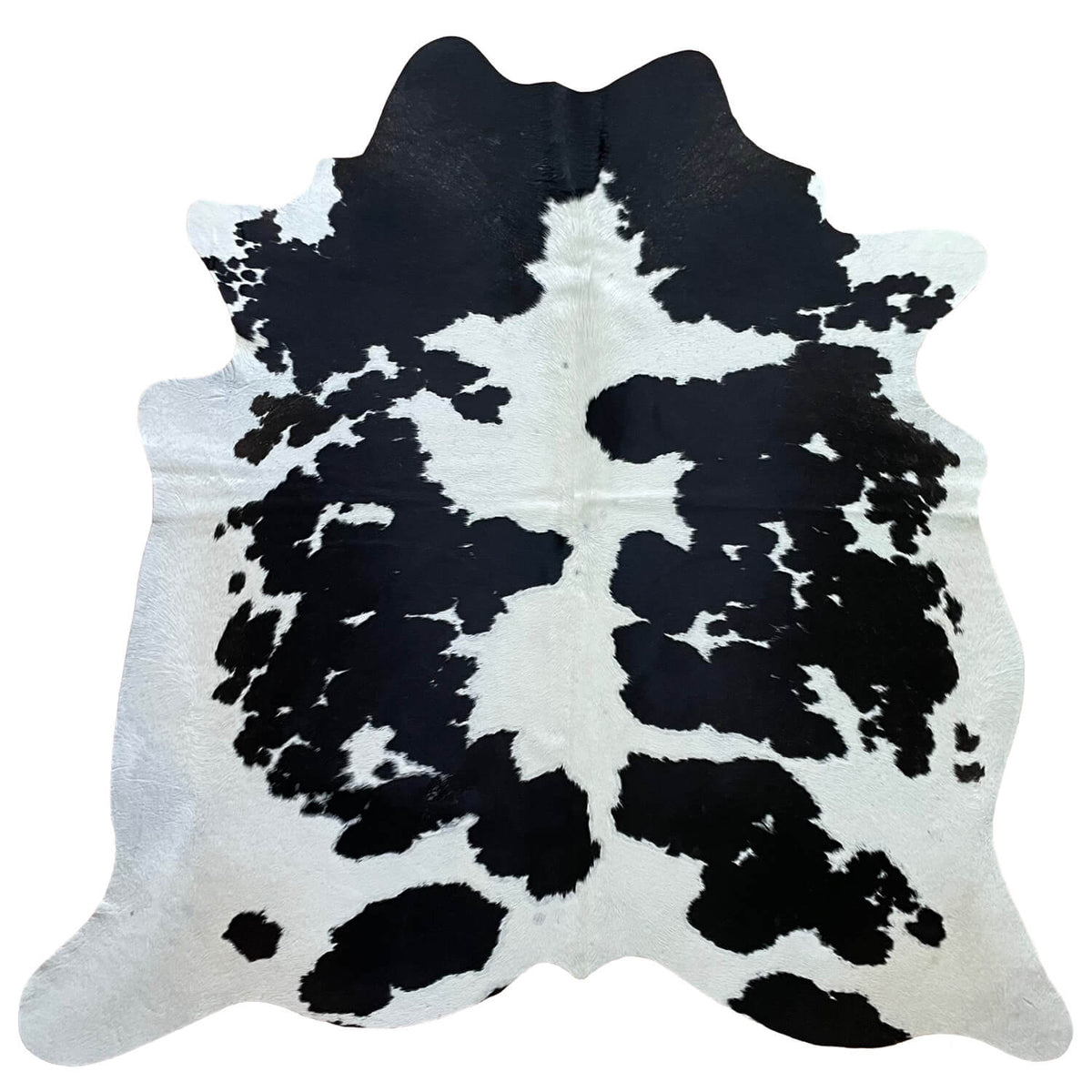 covor piele de vaca naturala de culoare alba cu pete negre, mango+bloom