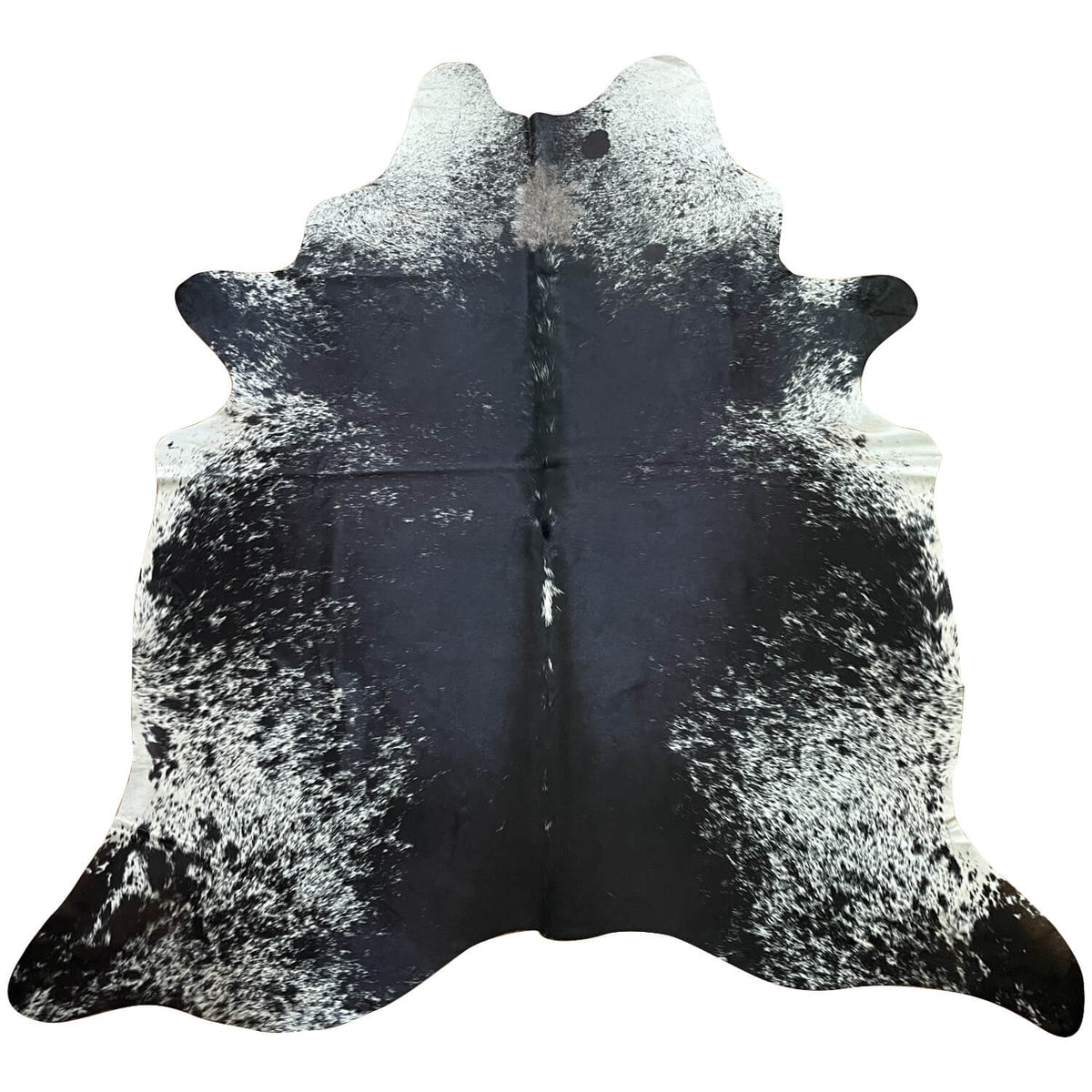 covor mare din piele de vaca negru pestrit cu alb, mango+bloom