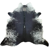 covor mare din piele de vaca negru pestrit cu alb, mango+bloom