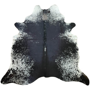 covor mare din piele de vaca negru pestrit cu alb, mango+bloom