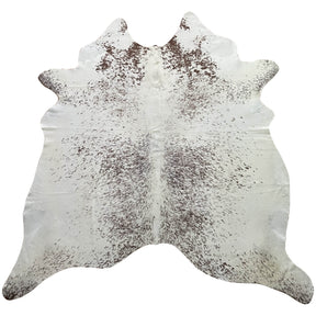 covor mare din piele de vaca alb pestrit, mango+bloom