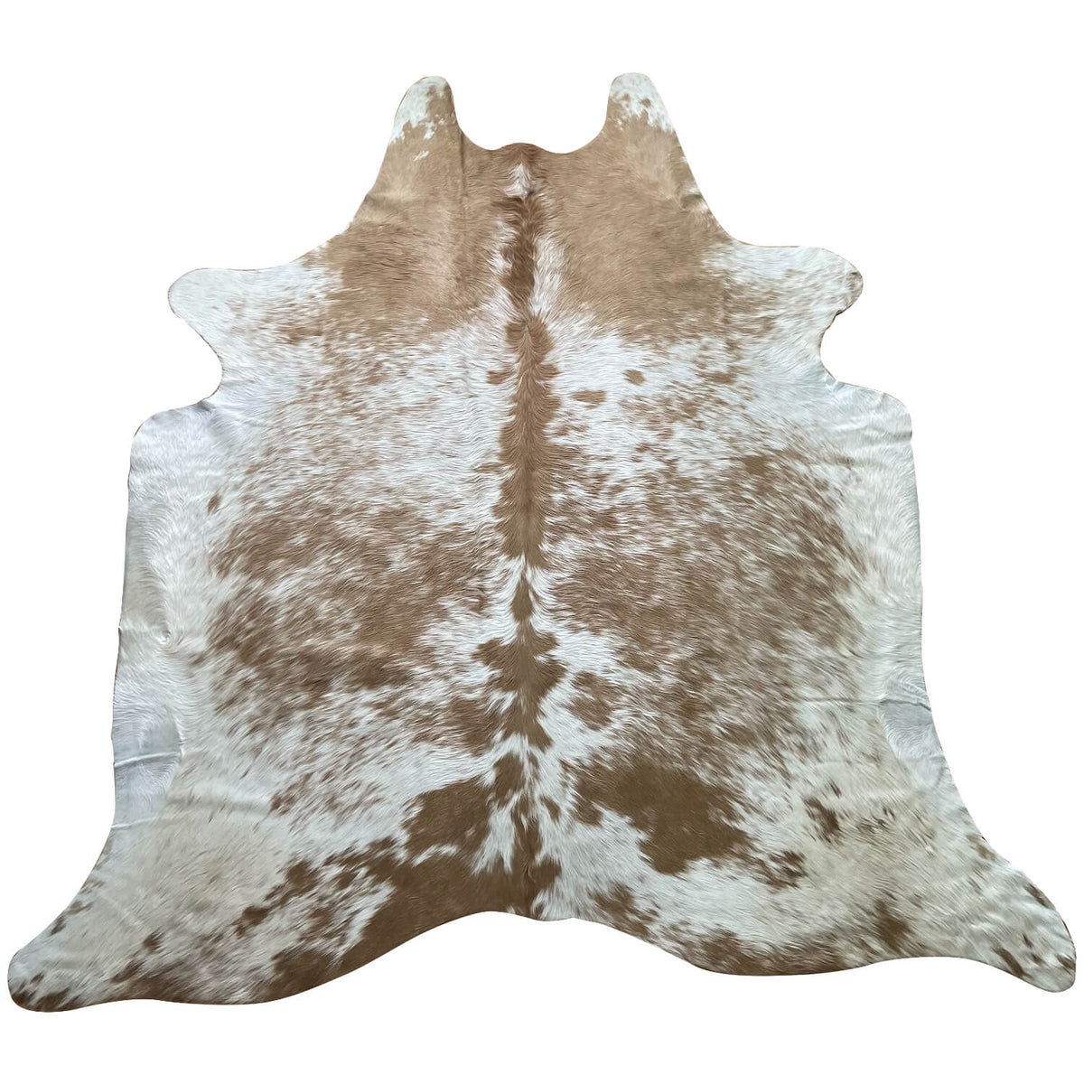 Covor din Piele de Vaca - Maro Deschis & Alb (230cm x 200cm)