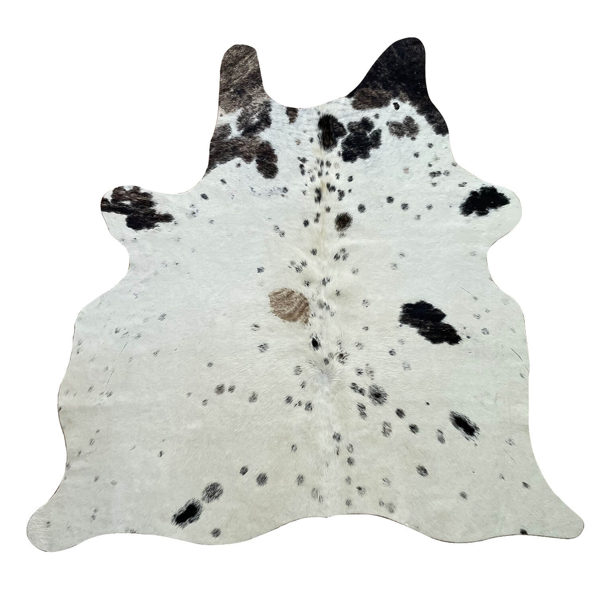 Covor din Piele de Vaca - Alb cu Pete (130cm x 120cm)