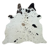 Covor din Piele de Vaca - Alb cu Pete (130cm x 120cm)