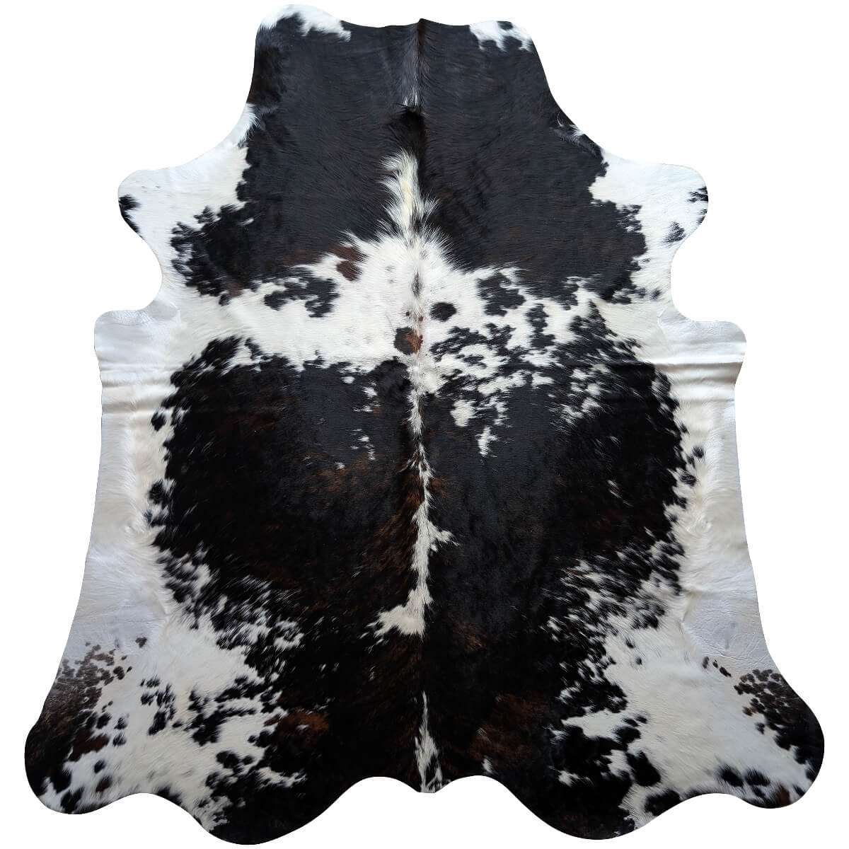 covor din piele naturala de vaca tricolora de dimensiuni mari, mango+bloom