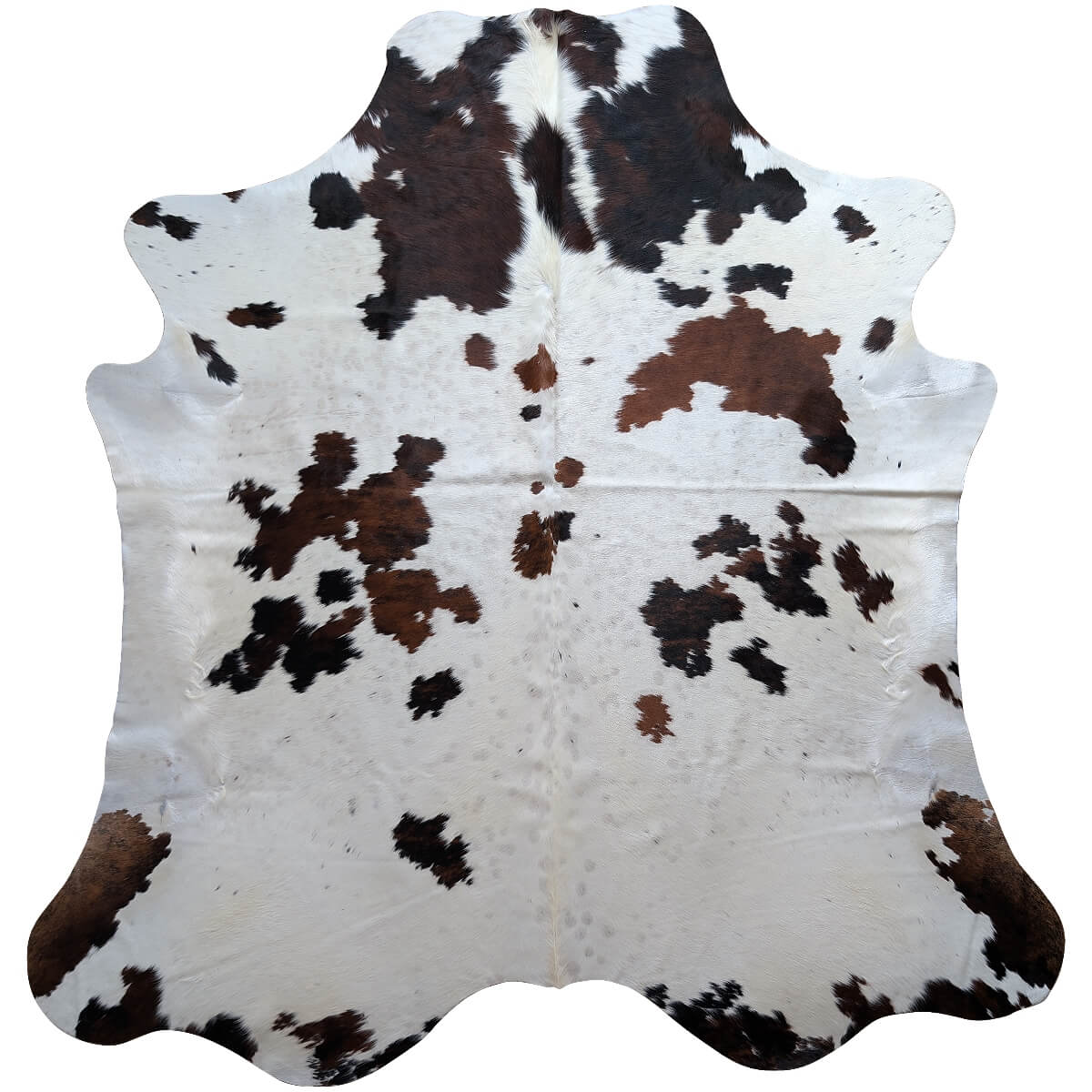 covor piele naturala de vaca alb cu pete maro, mango+bloom