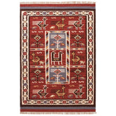 covor kilim birdsong creat traditional manual pe razboaie, model cu pasari in nuante de terracotta, mango+bloom