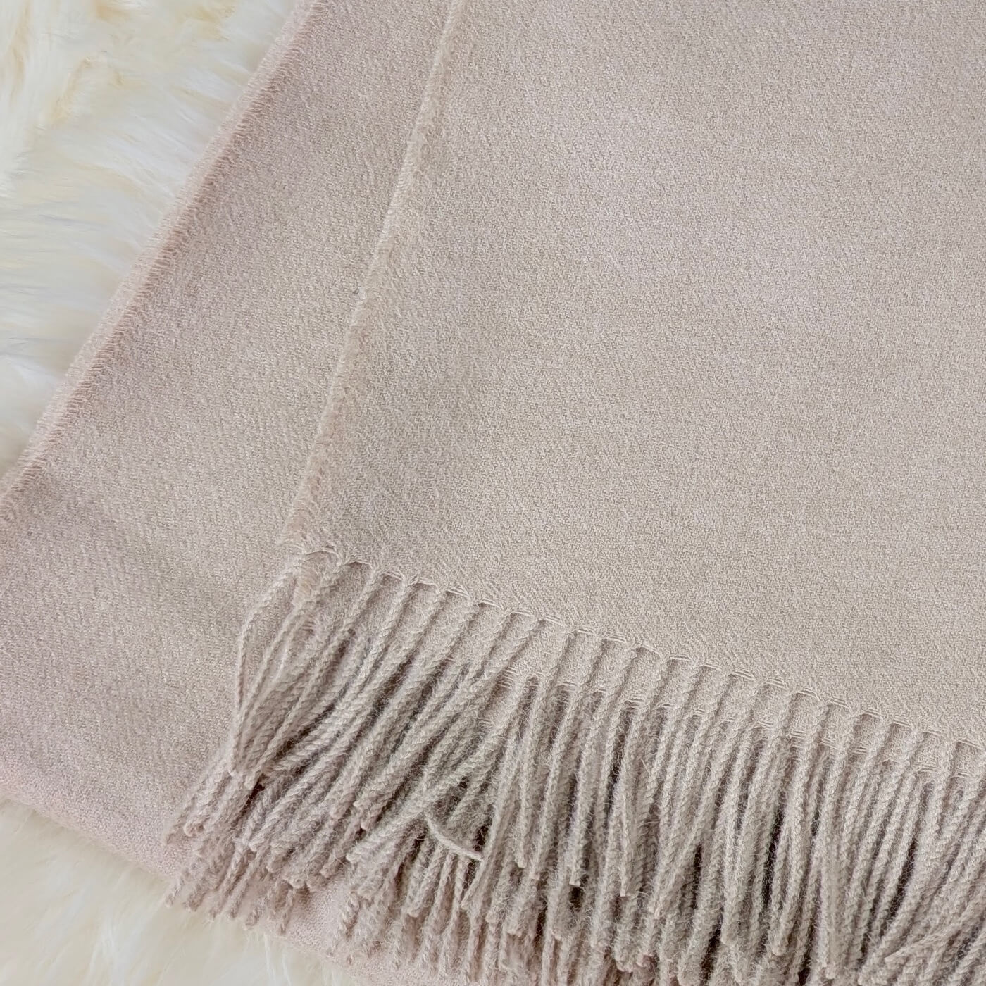 Pătură din lână 100% baby alpaca Supreme, Bej - zoom 1