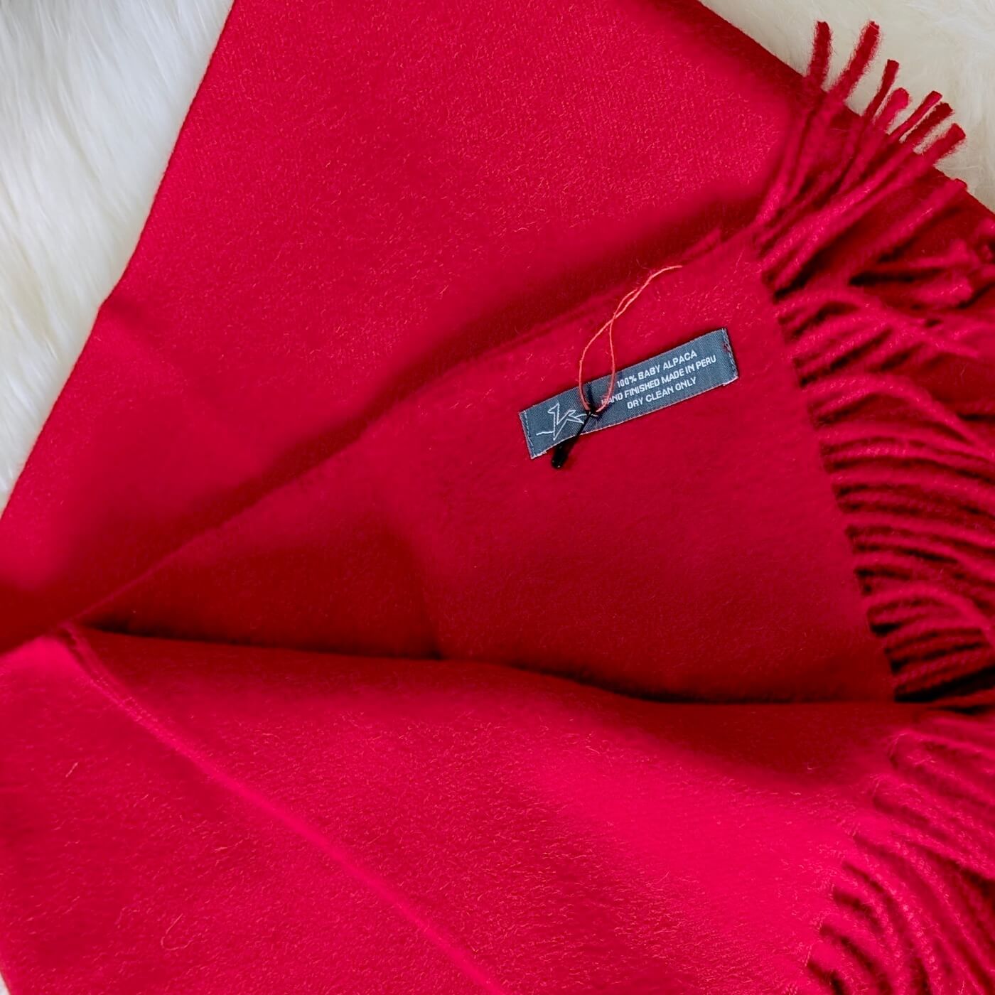 Pătură din lână 100% baby alpaca Supreme, Roșu Bordo – label