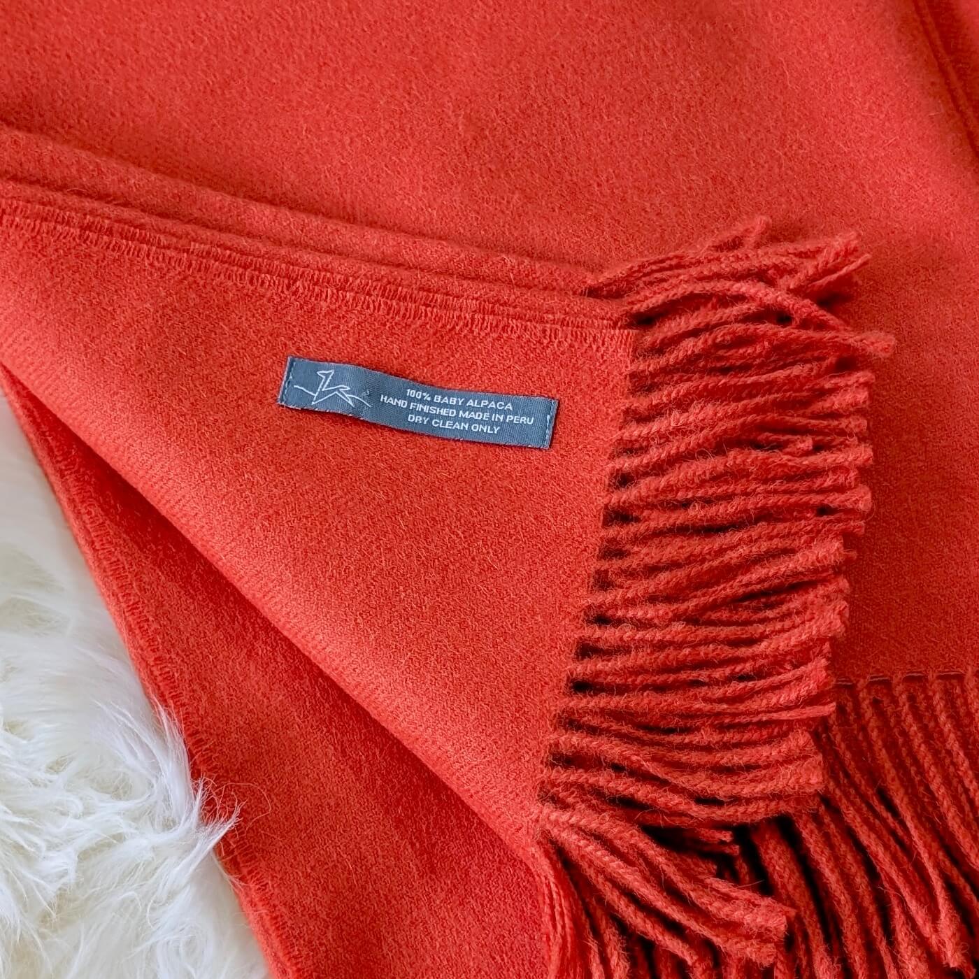 Pătură din lână 100% baby alpaca Supreme, Roșu Melange – label