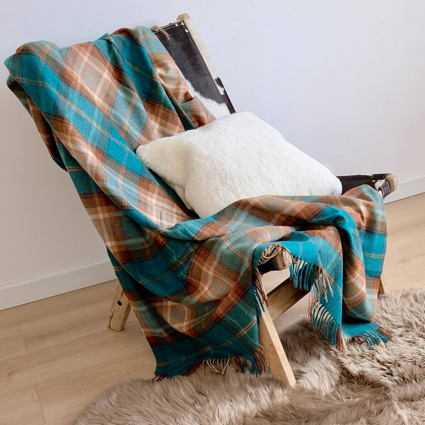 Pătură Winterton - 100% din lână merino britanică moale și elegantă, Verde Jad - decor