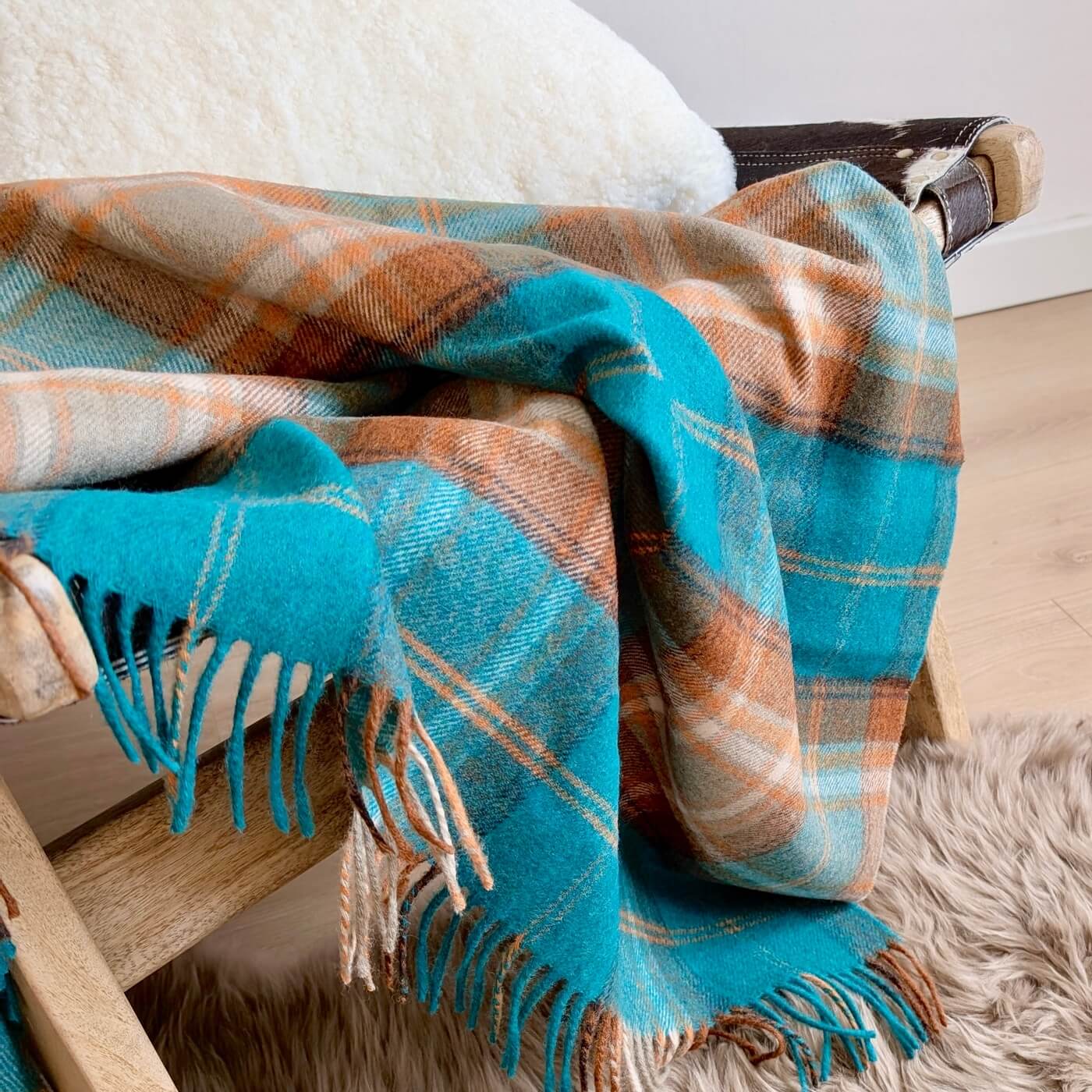 Pătură Winterton - 100% din lână merino britanică moale și elegantă, Verde Jad - zoom 1