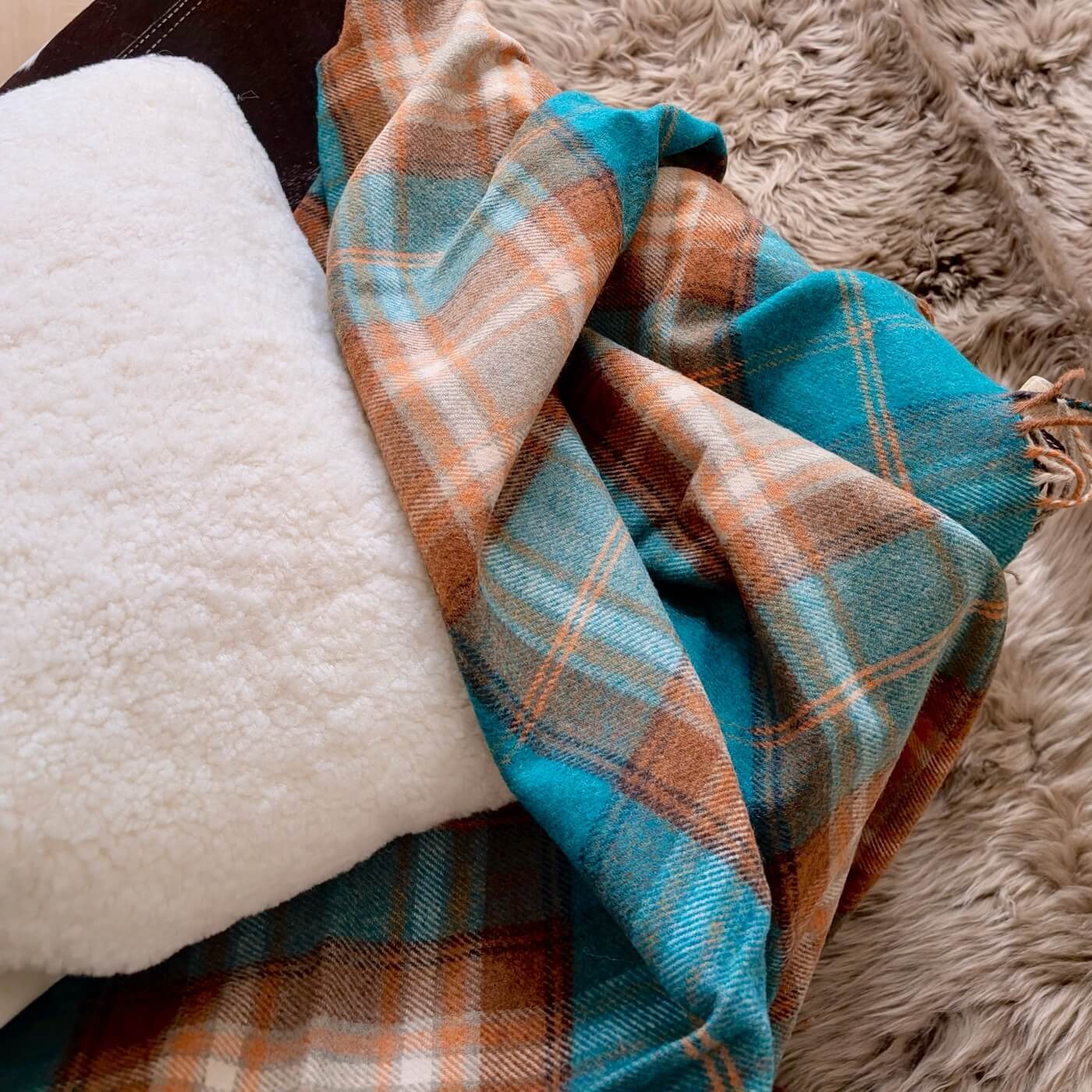 Pătură Winterton - 100% din lână merino britanică moale și elegantă, Verde Jad - zoom 2