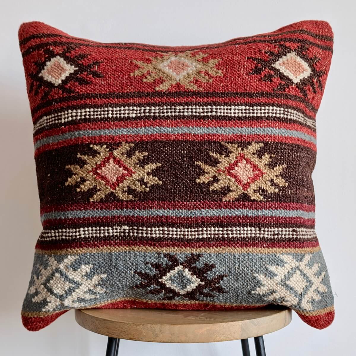 Perna Decorativa Kilim Zanskar cu modele aztece, patrata, zoom