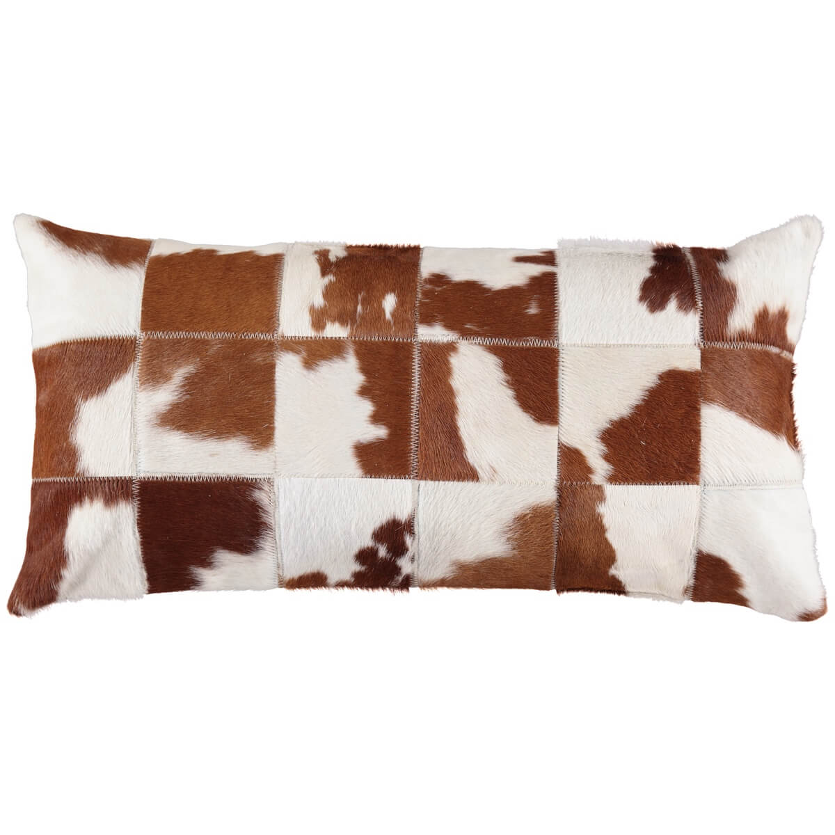 Perna Decorativa Dreptunghiulara din Piele Naturala de Vaca, Culoare Alb Maro, 30x60 cm