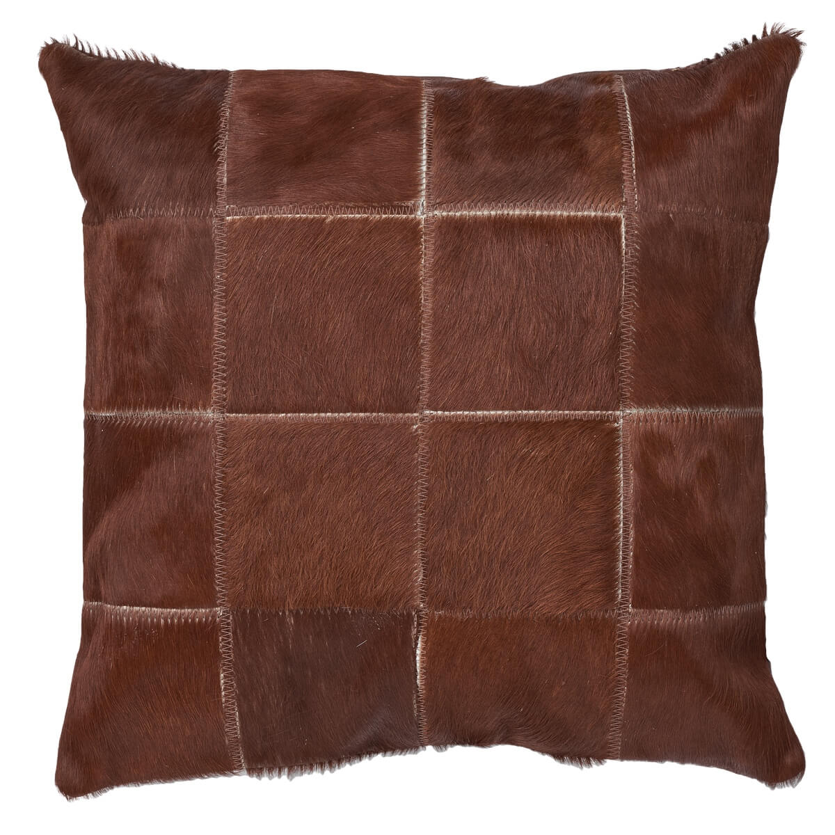 Perna Decorativa Patrata din Piele Naturala de Vaca 40x40, maro