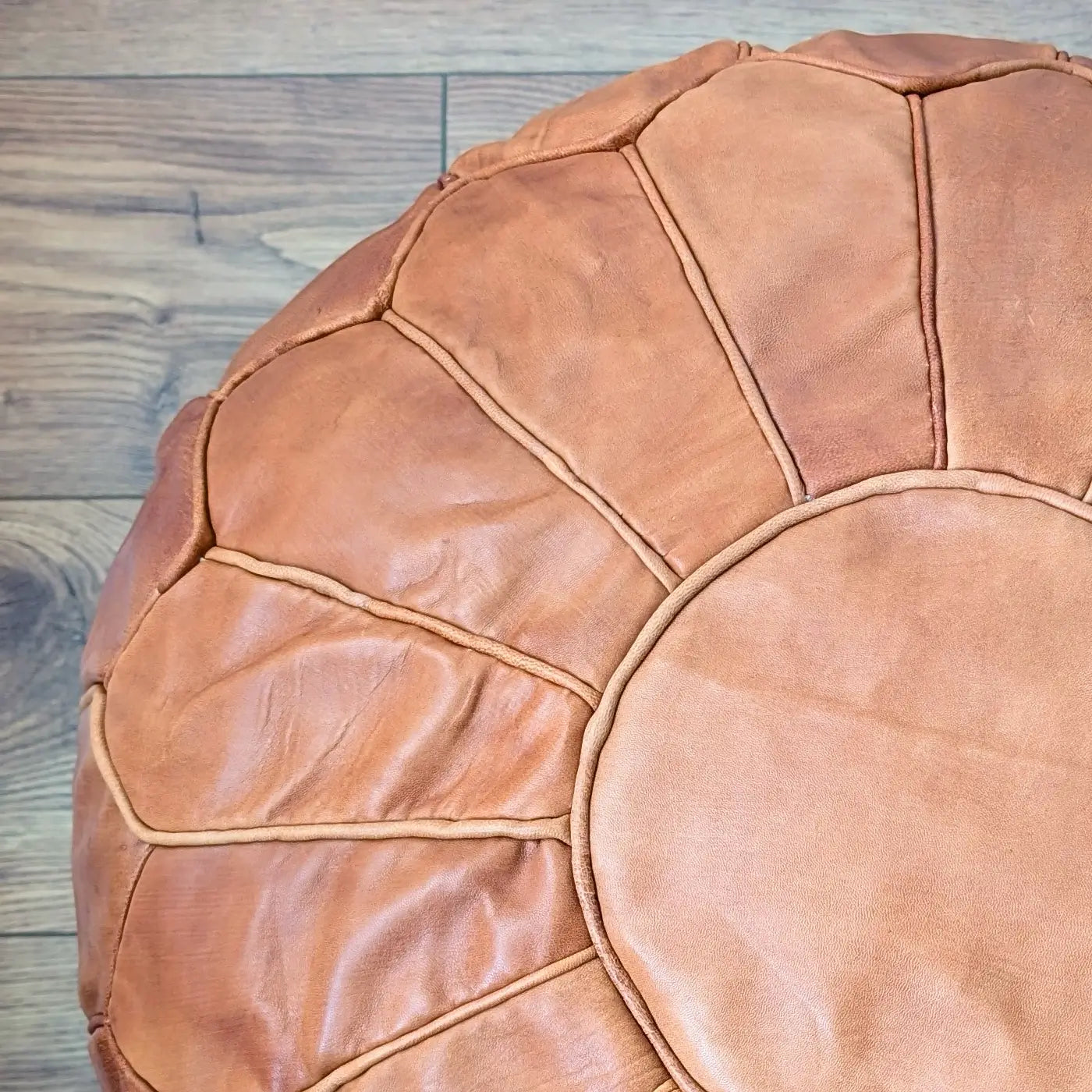 Puf Marocan XL din Piele Naturala Casablanca, Maro Nisipos, zoom