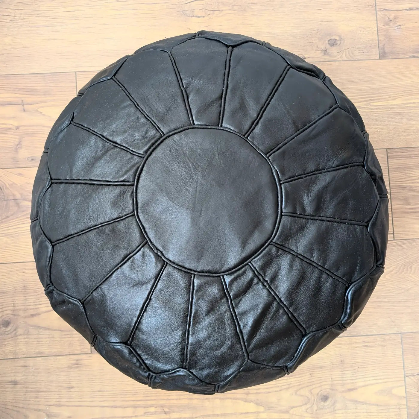 Puf Marocan XL din Piele Naturala Casablanca, Negru 4