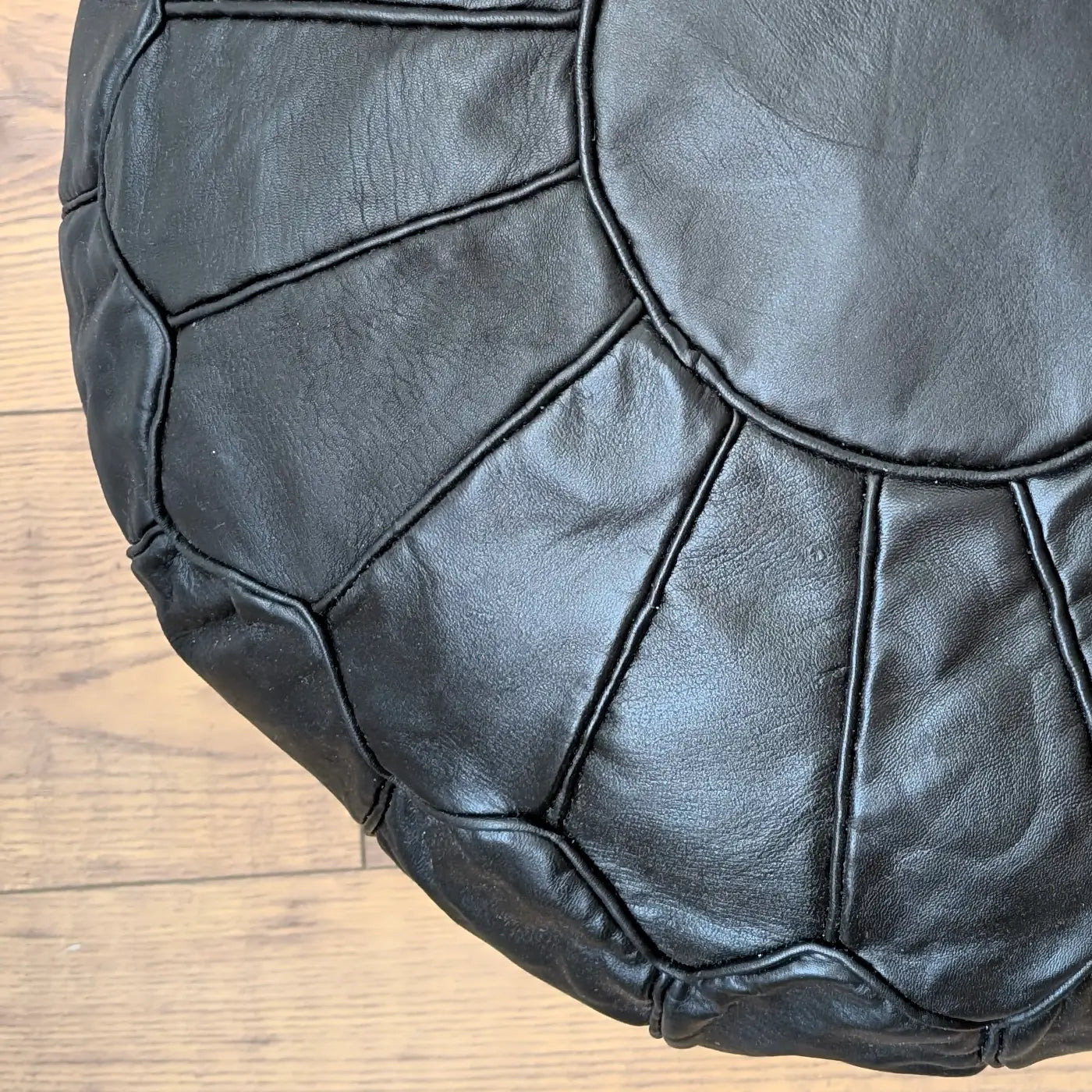 Puf Marocan XL din Piele Naturala Casablanca, Negru, zoom