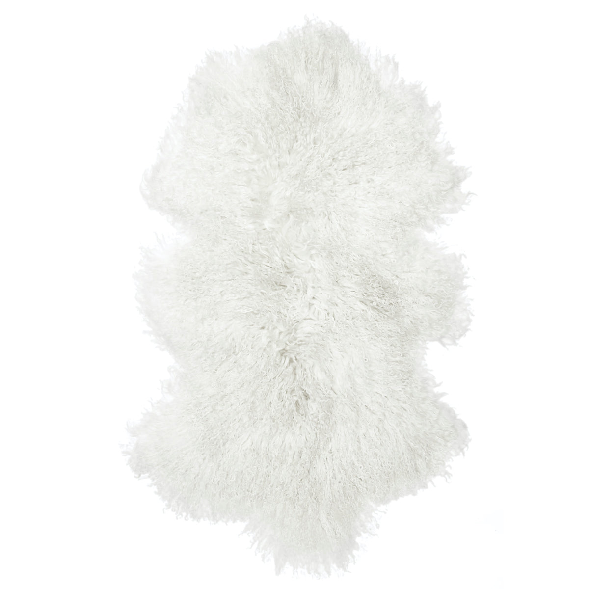 covor premium din blana de oaie tibetana cu fir lung incretit, alb
