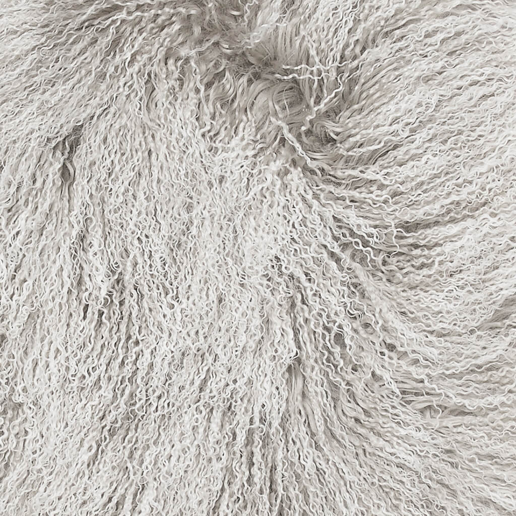 Covor premium din blana de oaie cu fir lung incretit din Tibet culoare gri deschis inzapezit zoom