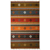covor kilim Juma tesatura plata din lana multicolor