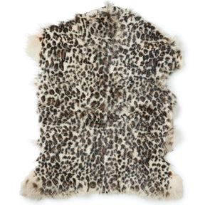 covoras din piele de capra naturala cu imprimeu leopard, animal print 60cm x 90cm