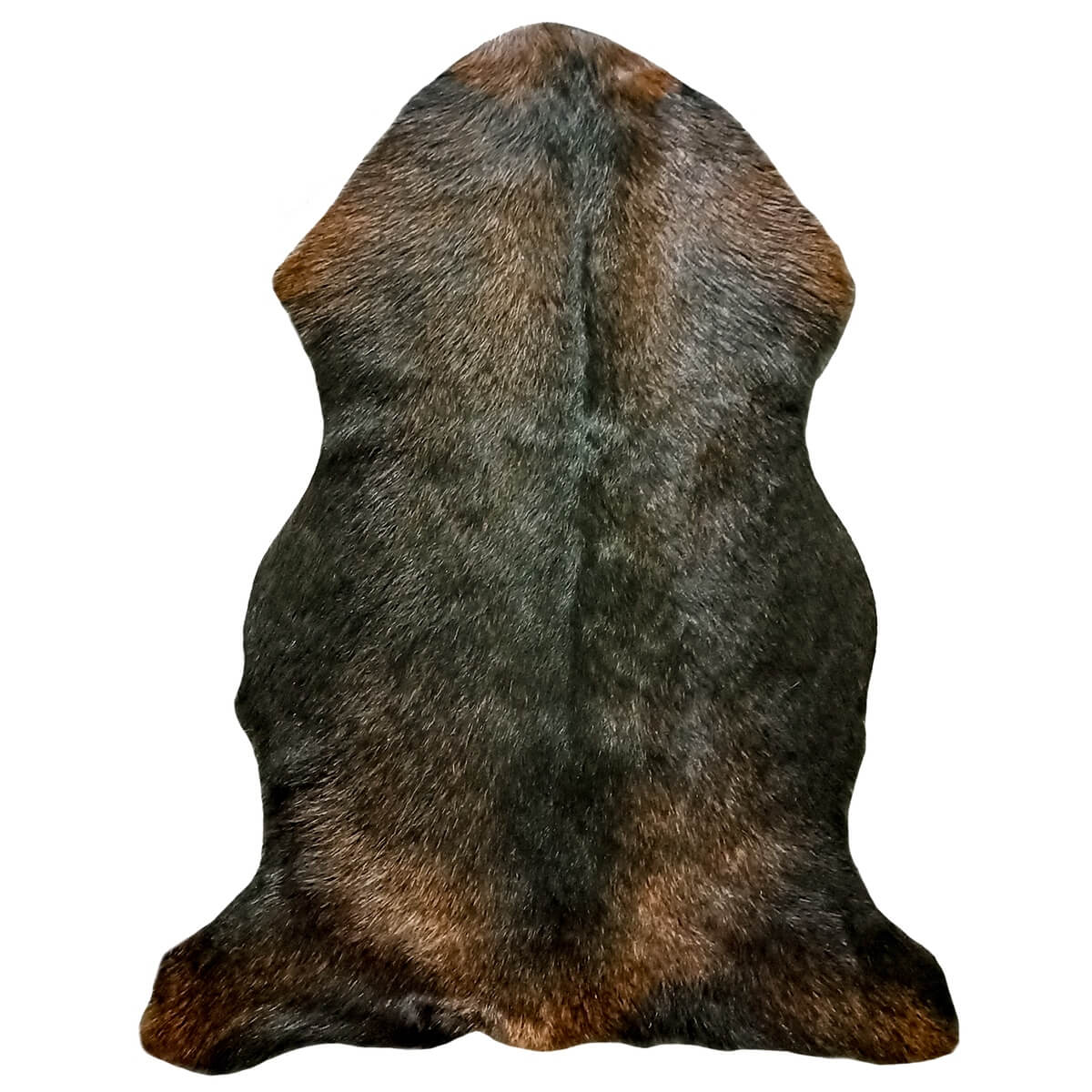 covor din piele de capra naturala 60x90 culoare neagra cu mici pete maro