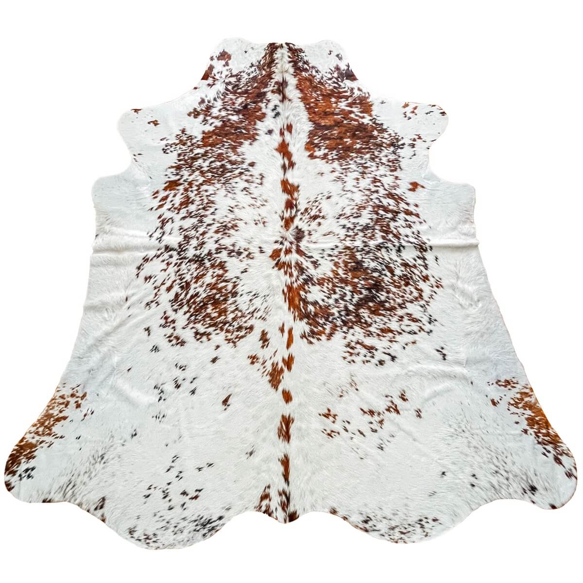 covor din piele de vaca alb pestrit nuante maro, mare 250cm mango+bloom