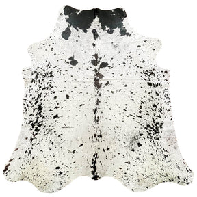 covor piele vaca mare, alb pestrit cu pete negre, mango+bloom