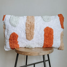 husa perna decorativa densa din bumbac plusat cu dungi multicolore 30x50