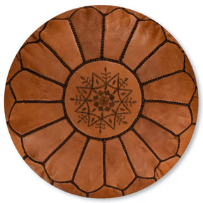puf din piele naturala de capra din maroc, caramel